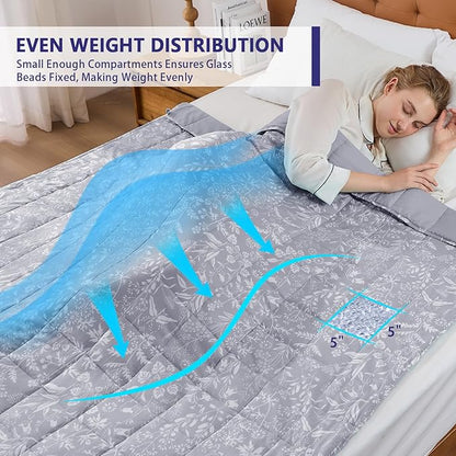 yescool Weighted Blanket for Adults (20 lbs, 48" x 72", Pearl Grey) Cooling Heavy Blanket for Sleeping Perfect for 140-160 lbs, Twin Size Breathable Blanket with Premium Glass Bead, Machine Washable