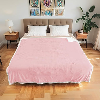 Electric Heated Blanket Twin Size 62"x84", Soft Flannel with Overheat Protection, 9 Adjustable Heat Settings & 10-Hour Auto-Off Timer, Fast Heating for Winter Comfort, Pink
