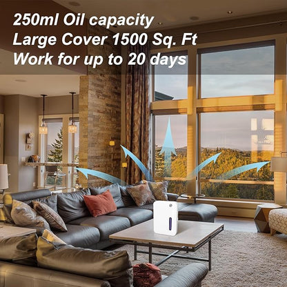Smart Scent Air Machine for Home, Bluetooth & WiFi Waterless Essential Oil Diffuser with Cold Air Tech 250ML, 1500 sq. ft Coverage Scent Diffuser for Large Room, Office, Spa, White