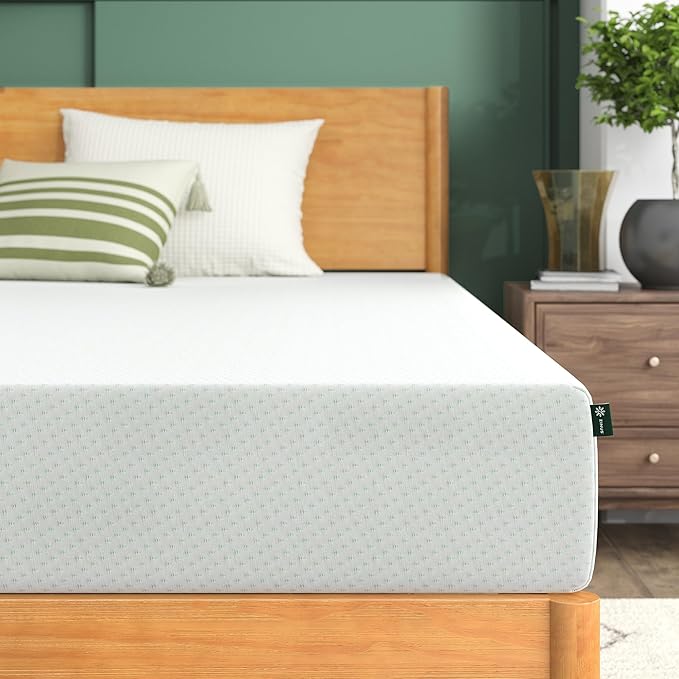 Zinus 8 Inch Green Tea Memory Foam Mattress, Short Queen, Fiberglass Free, Patented Custom Contour Support, Sturdy Base Foam, CertiPUR-US Certified, Mattress in A Box, White