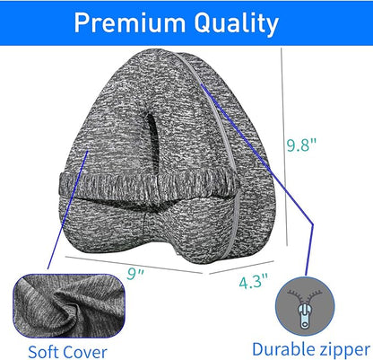 Knee Pillow for Side Sleepers with Elastic Strap, Memory Foam Leg Pillow, Ideal for Spine Alignment, Hip, Back & Joint Pain Relief, for Better Sleeping with Breathable & Washable Cover