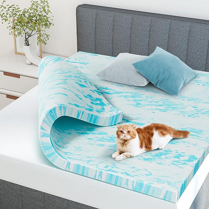 NEWBULIG 3 Inch Twin Cooling Gel Memory Foam Mattress Topper, Breathable Bed Pad for Sleeper Sofa, Couch, RV and Camper, CertiPUR-US Certified