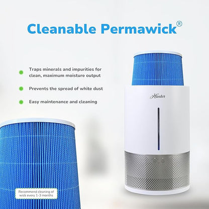 HHE150 Hunter Aspire 4.8L Evaporative Humidifier with PermaWick Filter (4.8L) - Remove Contaminants & White Dust for Clean Mist & Air – Medium Humidifier for Home, Bedroom, or Dorm - White