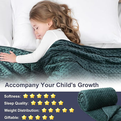 Alomidds Weighted Blanket, Luxury Velvet Weighted Blankets for Adults and Kids,Warm and Breathable Soft and Comfort Minky, Cute Heavy Blanket with Premium Glass Beads (36"x48" 5LBS, Green)