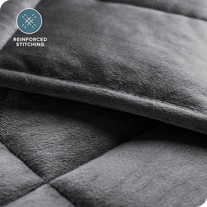 Bare Home Weighted Blanket Twin or Full Size 7lb (40" x 60") - Minky Fleece - Premium Heavy Blanket Nontoxic Glass Beads (Grey, 40"x60")