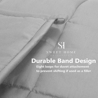 Sweet Home Collection Weighted Blanket Quality Heavyweight Cozy Soft Breathable and Comfortable Bedding with Premium Grade Glass Beads, 48" x 72" - 15 Pounds, Light Gray