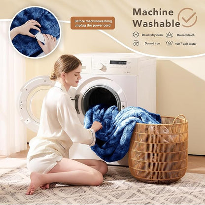 Homemate Electric Heated Blanket Full Size - 72"x84" Heating Blanket Full Size 1/2/4/6/8 Hours Auto-Off 10 Heat Level Over-Heat Protection Luxury Faux Fur Sherpa ETL Certification