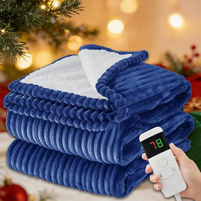 Electric Blanket Full Size, 72''x84" Heated Blanket, Over-Heat Protection, 10 Heating Levels 5 Time Settings, Auto-Off, Flannel & Sherpa Blanket Fast Heating, ETL Certification, Machine Washable