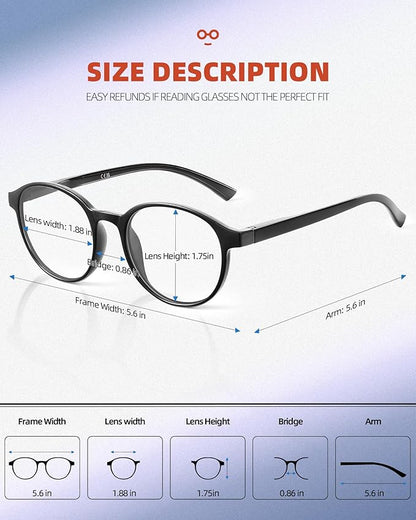 5 Pack Reading Glasses For Women,Blue Light Blocking Computer Reader Spring Hinge Eyeglasses