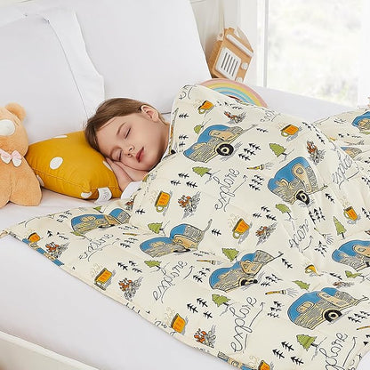 HOSUKKO Weighted Blanket - 7 lbs Ivory Forest Heavy Blanket - Breathable Blanket(41 * 60 inches, 7 lbs)