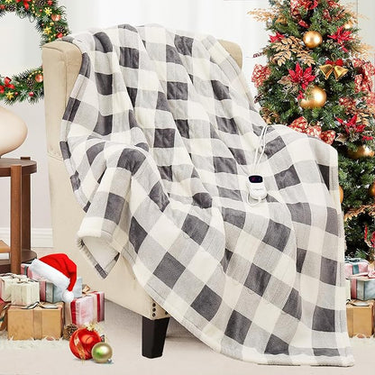 Homemate Electric Blanket Heated King Size - 100“x90“ Ultra Soft Cozy Flannel Heating Blanket with 10 Fast Heat Levels 8 Hours Auto Off Over-Heated Protection ETL Certification Keep Warm in Home