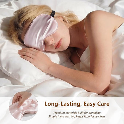 Sleep Mask Silk Eye Mask for Men Sleeping Mask, Adjustable Elastic Strap for Night Shading Sleep Mask, Soft and Comfortable for Both Men and Women(Pink)