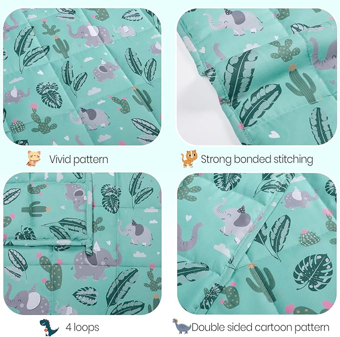 HOSUKKO Weighted Blanket - 5 lbs Green Bush Heavy Blanket - Breathable Blanket(36 * 48 inches, 5 lbs)