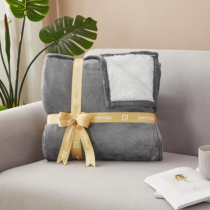 EHEYCIGA Heated Blanket - Twin Size, 9 Heating Levels, 10 Hour Auto Off, Soft Cozy Sherpa Washable Blanket, 62 x 84 Inches