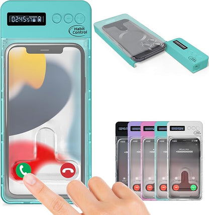 Phone Lockbox - Timer Lock Box Cell Phone Locker Bad Habits, Smart Phones Jail with Timer Reduce Kids Adults Screen Time Improve Productivity, Family Time Locking Container - Turquoise