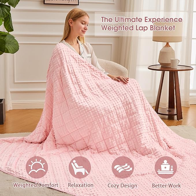 Pink Weighted Blanket for Adults 20lbs, 48"x72", Twin Full Size Cooling Minky Heavy Throw Blanket for 130-220lbs, Soft Winter Thick Big Blankets Weighted Comforter Gift for Sleeping