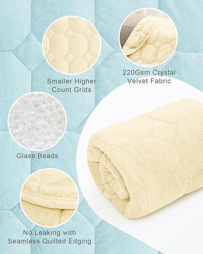 Cottonblue Weighted Lap Blanket 7lbs, Cozy Luxury Crystal Velvet Weighted Blanket for Adults, Small Weighted Blanket for Relaxation, Sleeping, Travel, Beige, 29" x 24"