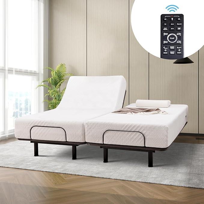 MUUEGM Adjustable Bed Frame Base Twin XL Massage,Wireless Remote Control,Ergonomic Electric Head and Foot Incline,Zero Gravity,Anti-Snore,USB Ports,Easy Assembly,Under-Bed Nightlight,Memory Pre-Sets