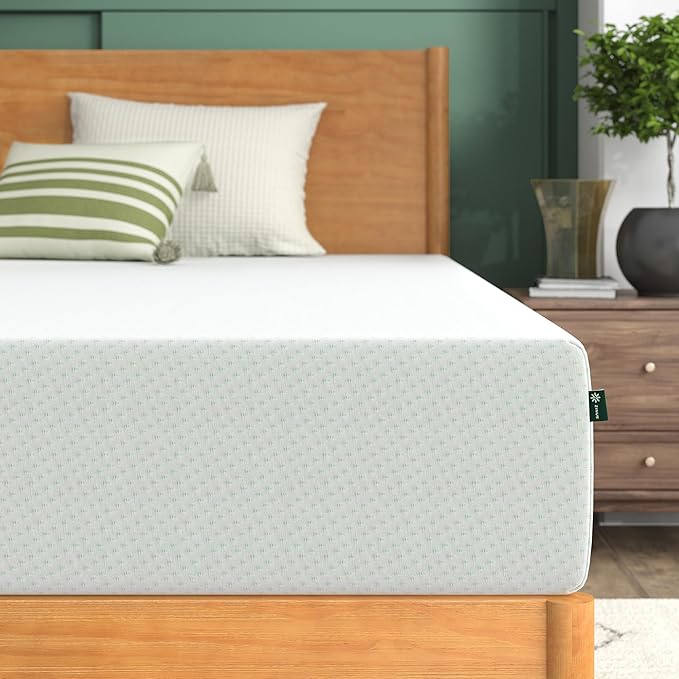Zinus 10 Inch Green Tea Memory Foam Mattress/CertiPUR-US Certified/Bed-in-a-Box/Pressure Relieving, White, King