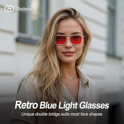Goiteia Orange Blue Light Blocking Glasses-Retro 70s Blue Light Glasses for Men Women, Easier Sleep and Migraine Relief
