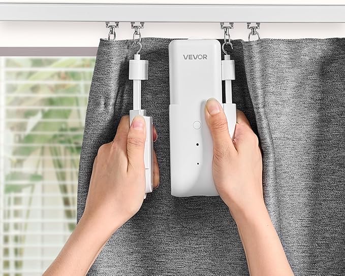 VEVOR Automatic Curtain Opener, APP and Remote Control, Hub Included, Electric Smart Curtain Opener Compatible with Alexa and Google Home, Timed Opening and Closing, for U-shaped/I-shaped Rails