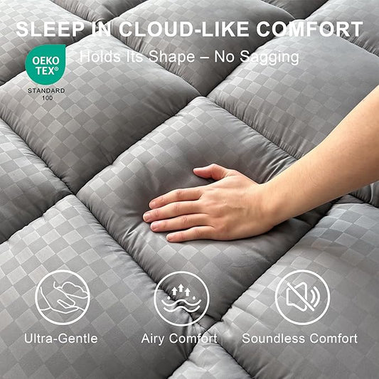 3 inch Memory Foam Mattress Topper Full Size Pillow Top - Extra Thick Padded Mattress Pad & Protector, Breathable Fitted Deep Pocket 8-21, Ultra Soft & Supportive 1100GMS