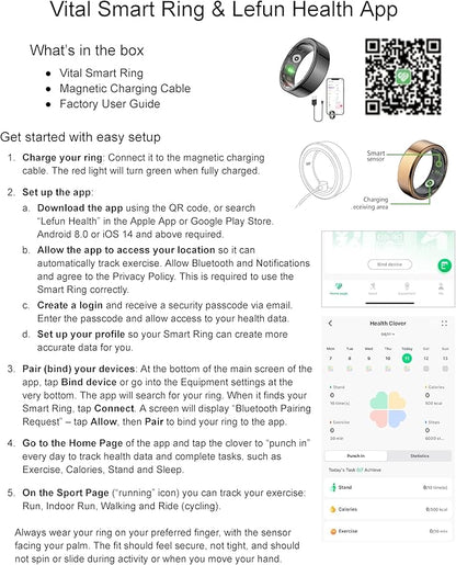 Vital Health Smart Ring for Women Black Vital Health Ring Smart Rings for Men with Fitness Tracking, Sleep Monitor, Activity Tracking, App (Size 11).