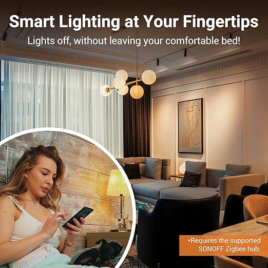 SONOFF Zigbee Smart Light Switch, Required SONOFF Zigbee Hub, Interruptor Inteligente, Smart Switch No Neutral or with Neutral, Voice Control with Alexa Google Home, Zigbee Switch ZBM5-3C-120W
