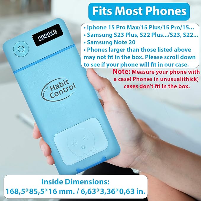 Cellphone Lock Box - Timer Locked Box for Self-Discipline, Portable Time Phone Safe Lock for iPhone and Android Mobile Phones, Lockbox for Cell Phones to Reduce Screen Time (Blue)