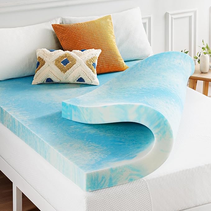 Best Price Mattress 4 Inch Swirl Gel AeroBreeze Cooling Air Flow Memory Foam Mattress Topper, Dorm Essentials, Queen