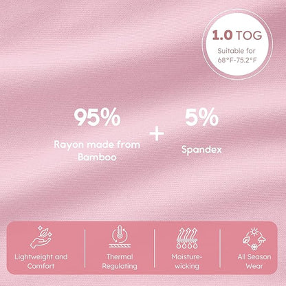 Yoofoss Rayon Made from Bamboo Baby Sleep Sack 12-18 Months 1.0 Tog Baby Wearable Blanket, Super Soft Infant Toddler Sleeping Sack 2-Way Zipper