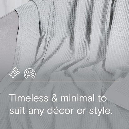 DOZ by SIJO Waffle Bed Blanket, 50% Viscose Derived from Bamboo and 50% Cotton Blend, Lightweight, Ultra Soft, Breathable, Summer Blanket (Dove, Throw (45"x70"))