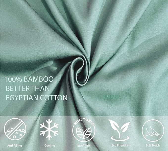 LINENWALAS Fitted Sheet Only Viscose Derived from Bamboo, Bottom Sheet for Twin XL Size Bed – 16” Deep Pocket, All Around Snug Fit – Cooling, Breathable, Soft, Hypoallergenic (Aqua, Twin XL)