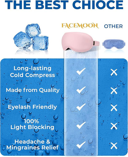 3D Blackout Cooling Gel Eye Mask: 6oz Weighted Cold Compress, Deep Relaxation & Meditation Mask for Women, Nurse Night Shift Recovery, Headache & Stress Cooling Comfort, Gift Ready, Pink