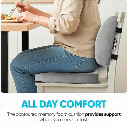 FORTEM Seat Cushion, Office Chair Cushion, Lumbar Support Pillow for Office Chair, Memory Foam Sciatica Coccyx Tailbone Pressure Pain Relief, Car Sitting Pad, Washable Non Slip, XL