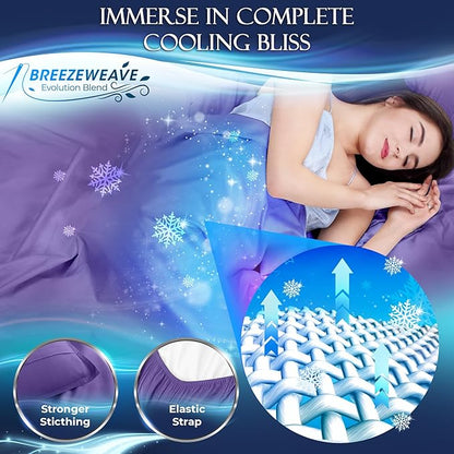 DECOLURE Cooling Sheets Full Set 4pcs - Luxurious & Ultra-Soft Full Size Cooling Sheets for Hot Sleepers - Comfortable Bamboo Viscose Microfiber Full Cooling Bed Sheets w/Deep Pockets (Purple)