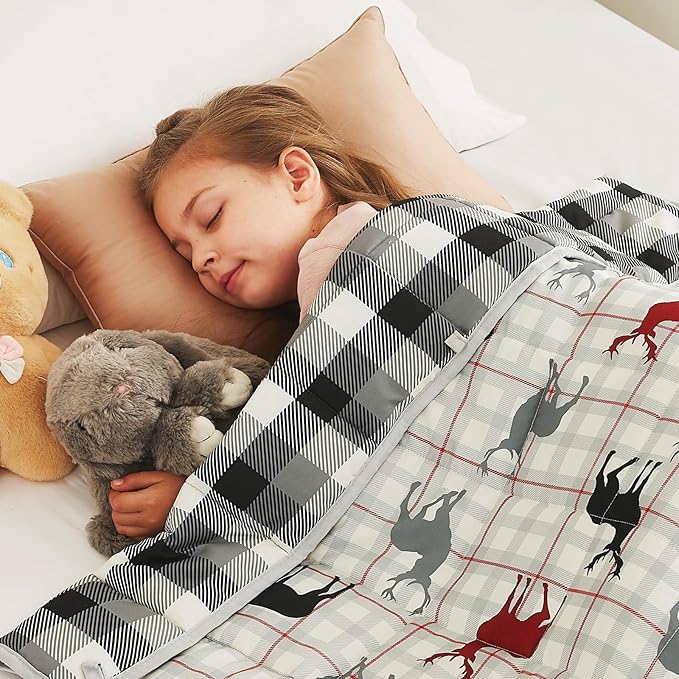 CuteKing Weighted Blanket - Weighted Blanket with Premium Glass Beads - Breathable Heavy Blanket for Comfort Sleep - Soft Thick Blanket All Season(10lbs, 50"x60", Deer)