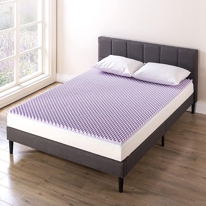 Best Price Mattress 1.5 Inch Egg Crate Memory Foam Mattress Topper with Soothing Lavender Infusion, CertiPUR-US Certified, Dorm Essentials, Full