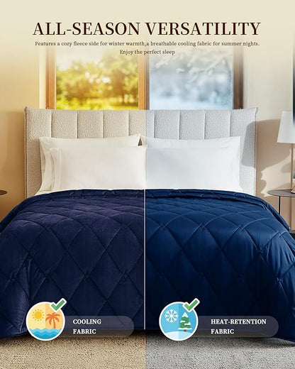 L'AGRATY King Size Weighted Blanket for Adults 30lbs, 88"x104" — Cooling Breathable Heavy Blanket with Glass Beads for Sleeping Perfect Hot Sleepers & Couples Machine Washable All-Season Navy Blue