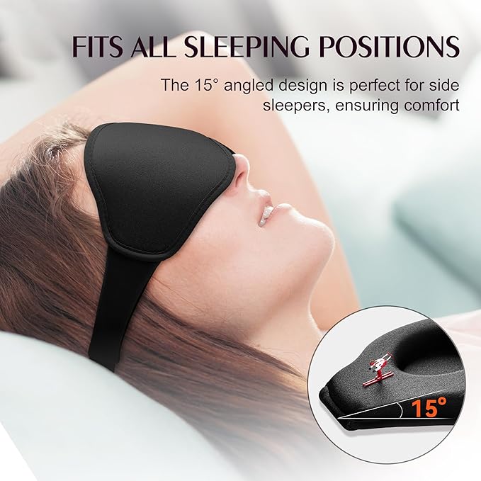 Sleep Masks for Women Men - Blackout Eye Cover for Lash Extension, 3D Contoured Sleep Mask for Side Sleeper, Soft Memory Foam, Sleep Masks for Travel, Airplane, Night(Cloud Black, Cloud Green)