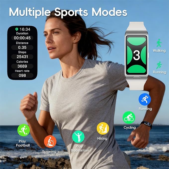 Slim Fitness Tracker for Men & Women, 1.57” HD Touchscreen Smart Band, Heart Rate & SPO₂ Tracking, Sleep & Activity Insights, Bluetooth Call Supports(Blue)