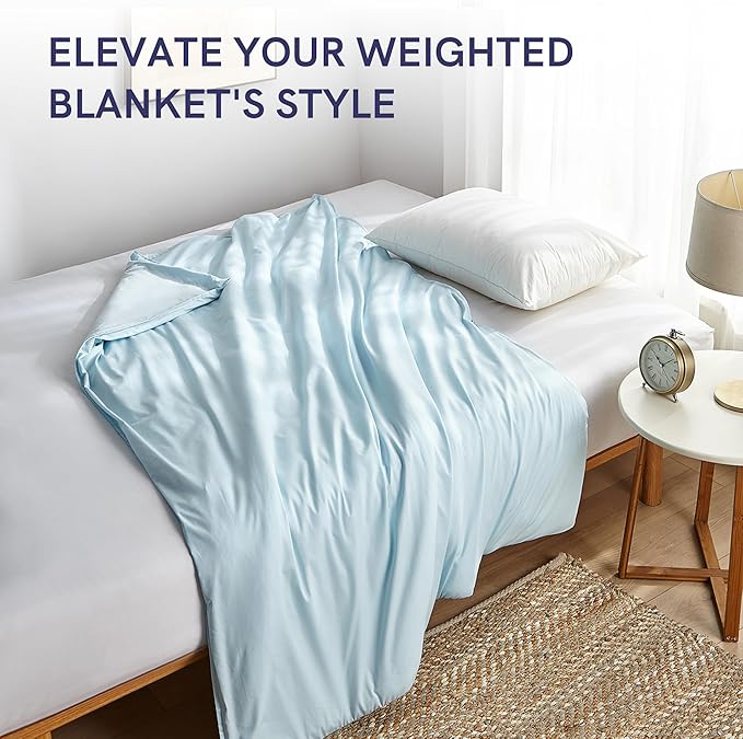 YnM Cotton Duvet Cover for Weighted Blankets (Light Blue, 41''x60'')