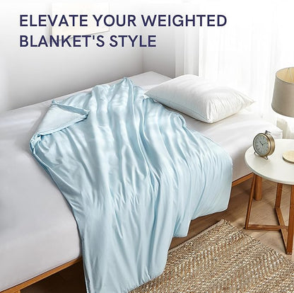 YnM Cotton Duvet Cover for Weighted Blankets (Light Blue, 41''x60'')
