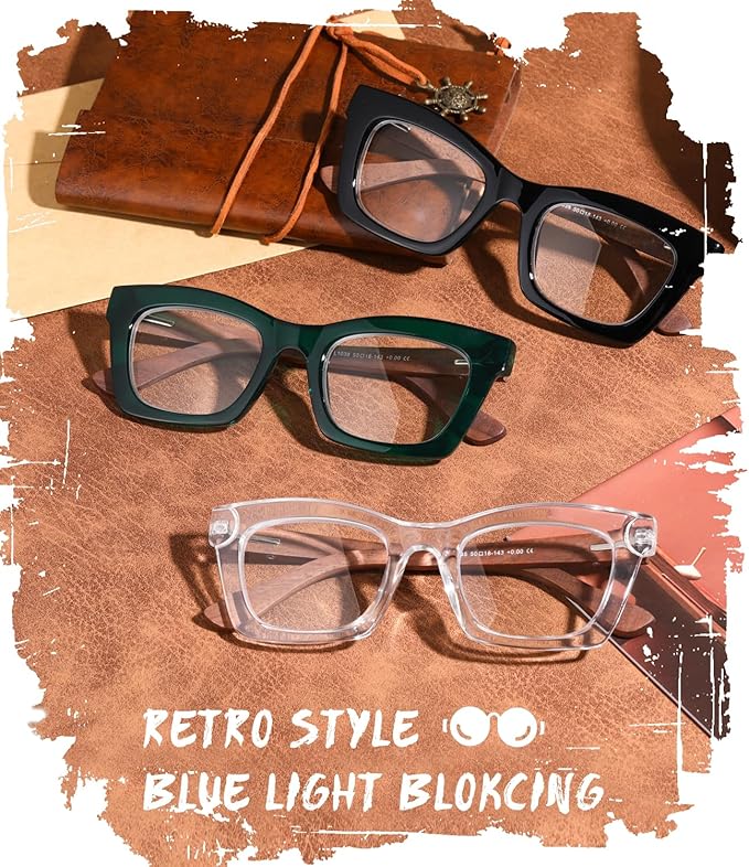 Hubeye Oprah Style Reading Glasses for Women Men Blue Light Blocking Computer Square Readers with Spring Hinge