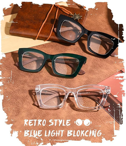 Hubeye Oprah Style Reading Glasses for Women Men Blue Light Blocking Computer Square Readers with Spring Hinge