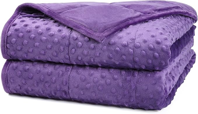Alomidds Weighted Blanket (48"x72",20lbs Twin Size - Purple), Weighted Blankets for Adults, Cooling Breathable Soft and Comfort Minky, Heavy Blanket Microfiber Material with Glass Beads