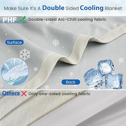 PHF Double Cooling Blanket for Hot Sleepers King Size, Arc-Chill Q-Max>0.5 with Double Cooling, Summer Blanket Absorbs Heat to Keep Cool All Night for Night Sweats (Silver Grey, 108''x90'')