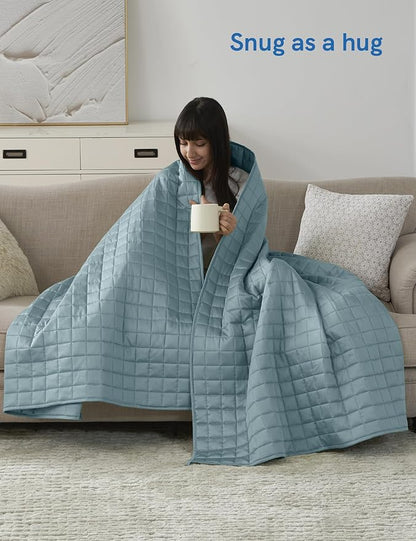 YnM King Size Cooling Weighted Blanket for Adults (88x104 Inches, 20 Pounds, Sea Grass), Perfect for Hot Sleepers with Cooling Rayon/Glass Beads, Heavy Bed Blanket for Couple on Queen or King Bed