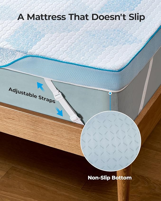 PERLECARE Medium Firm Mattress Topper Queen – 3 Inch Gel Memory Foam Bed Topper for Pressure Relief, Breathable Soft Bamboo Mattress Pad with Removable Non-Slip Cover, CertiPUR-US Certified
