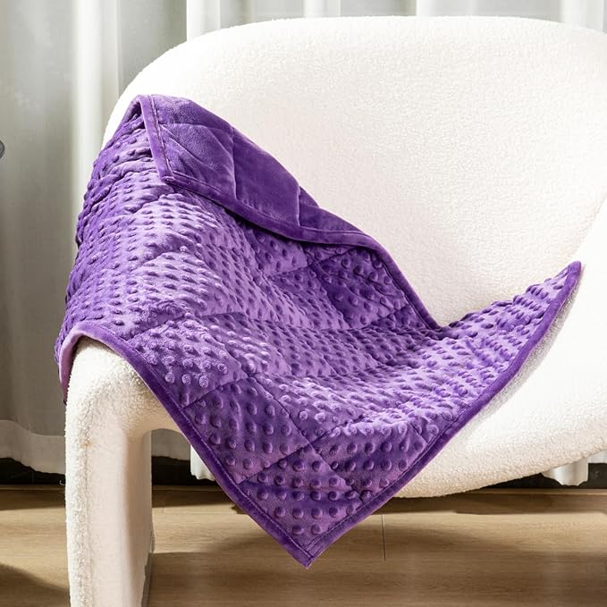 Alomidds Weighted Lap Blanket 7lbs, Cozy Luxury Breathable Weighted Blanket for Adults, Weighted Lap Pad for Travel, Relaxation, Sleeping, Purple, 29" x 24"